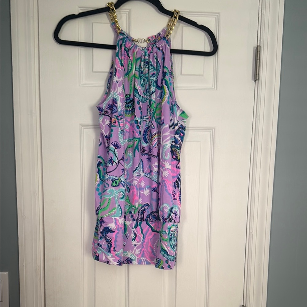 Lilly Pulitzer Purple and Green Embellished Tank Top